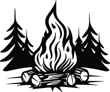 Campfire Logo Monochrome Design Style