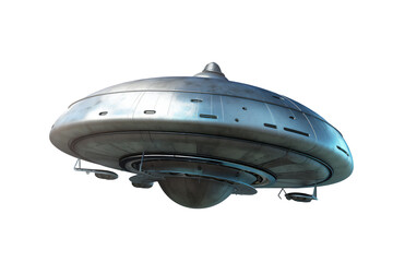 ufo flying saucer spaceship from outer space which is an alien craft, png file cut out and isolated 
