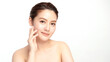 © kitthanes - Beautiful young asian woman with clean fresh skin on white background, Face care, Facial treatment, Cosmetology, beauty and spa, Asian women portrait.