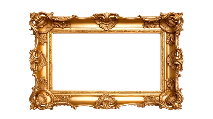 Vintage Golden frame isolated white background. Generative Ai