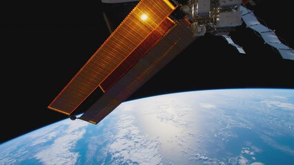 Wall Mural - Earth from space. Flight over the Earth time lapse. Planet Earth seen from the ISS. Elements of this image furnished by NASA.