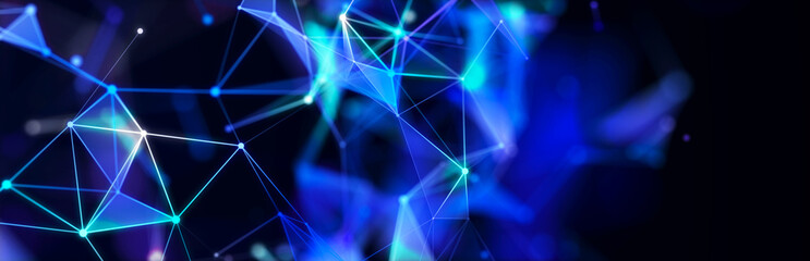 Polygonal background with dots and lines. Network connection structure. Science and technology. 3d