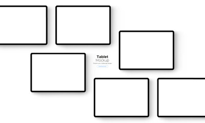 Wall Mural - Tablet Computer Screens, Mockup for Showing Apps Design, Isolated on White Background. Vector Illustration
