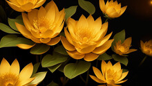 Golden Yellow Lotus Flower With Dark Background