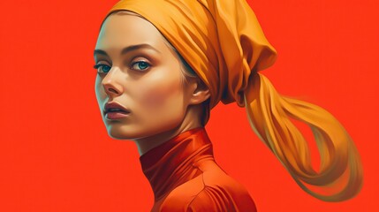 Poster - An illustration of a fashion portrait  combined with abstract art., AI Generated