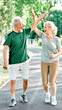 © Lumos sp - outdoor senior fitness woman man lifestyle active sport exercise healthy fit couple running jogging elderly mature having fun laughing talking together friend hug break