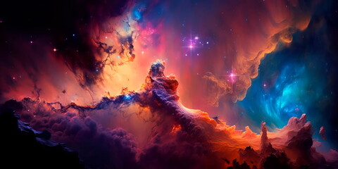 Wall Mural - nebula and galaxies in space. space many light years