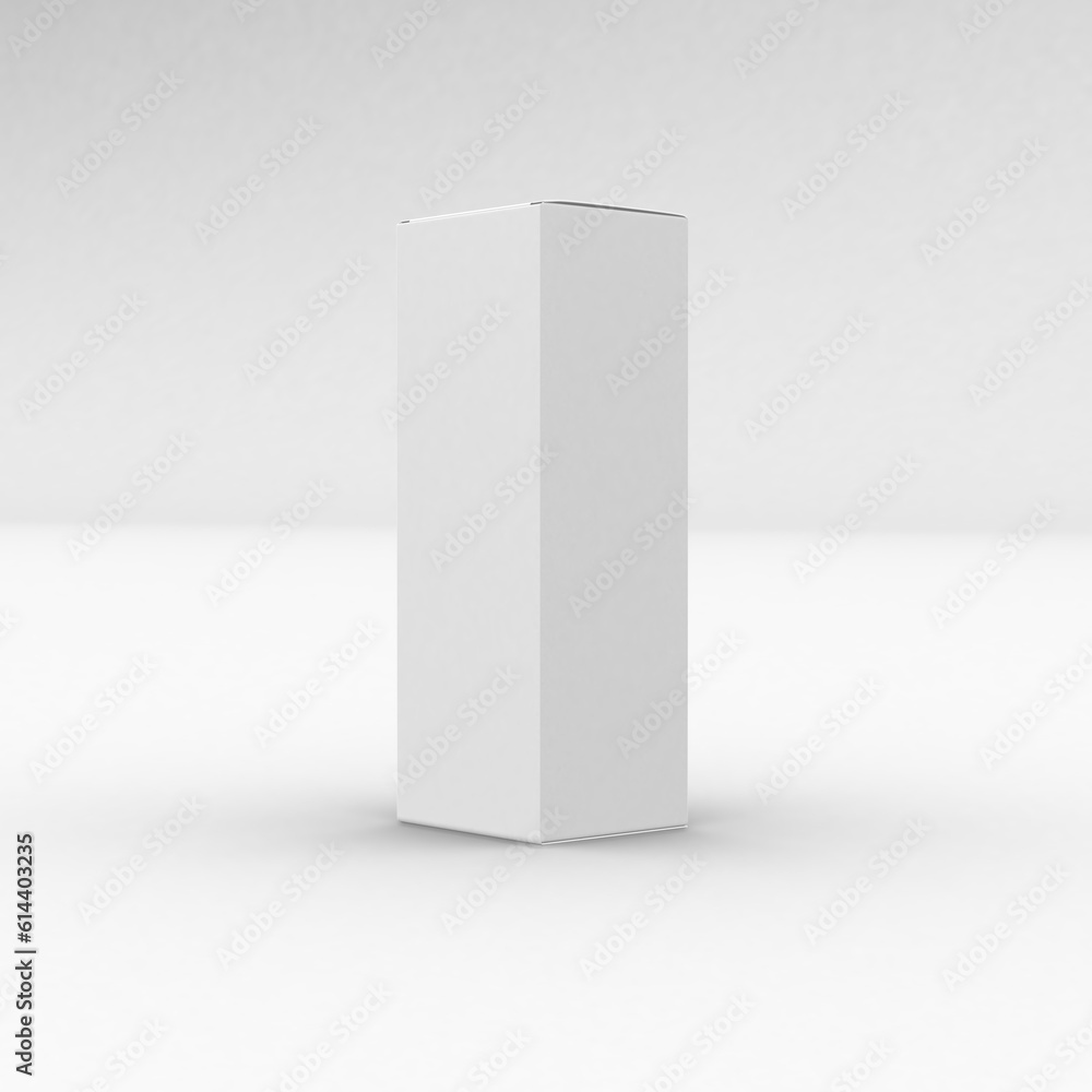 Long vertical paper box template without design on a transparent ...