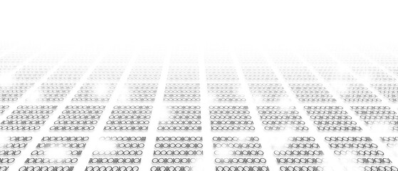 Abstract perspective binary code on a white background. Matrix technology concept