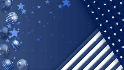 Wall Mural - Vector usa independence day abstract blue background with elements of the american flag