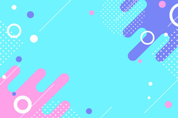 Modern abstract background with memephis element in pastel green, pink and blue color, retro template style for banner, poster, web design.