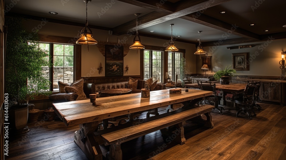 Rustic Looking Conference Room Inspiring office interior design Rustic style Conference Room featuring ...