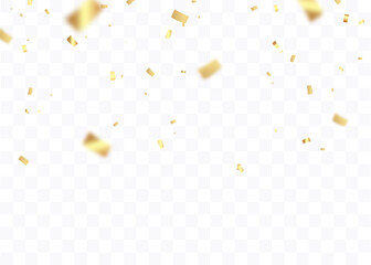 Poster - Confetti background. Gold paper pieces and serpentine. Vector party background