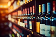 Intoxicating Elegance Abstract Blurred Wine Bottles Adorning the Shelves of a Supermarket Store. created with Generative AI