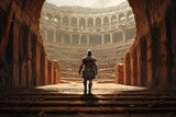 Ancient roman gladiator entering the colosseum before battle created by generative AI