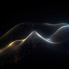 Wall Mural - abstract digital wave with particles on dark background.generative ai