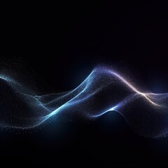 Wall Mural - abstract digital wave with particles on dark background.generative ai