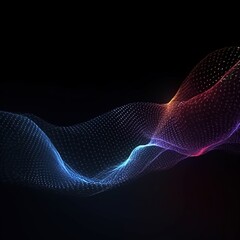 Wall Mural - abstract digital wave with particles on dark background.generative ai