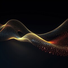 Wall Mural - abstract digital wave with particles on dark background.generative ai