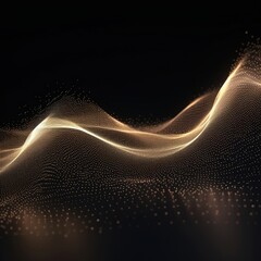 Wall Mural - abstract digital wave with particles on dark background.generative ai