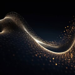 Wall Mural - abstract digital wave with particles on dark background.generative ai