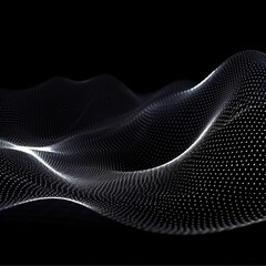 Wall Mural - abstract digital wave with particles on dark background.generative ai