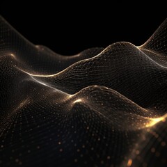 Wall Mural - abstract digital wave with particles on dark background.generative ai