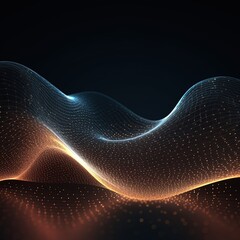 Wall Mural - abstract digital wave with particles on dark background.generative ai