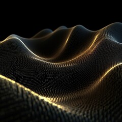 Wall Mural - abstract digital wave with particles on dark background.generative ai