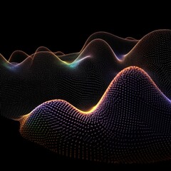 Wall Mural - abstract digital wave with particles on dark background.generative ai