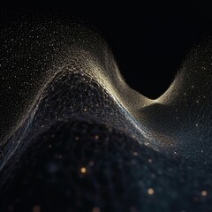 Wall Mural - abstract digital wave with particles on dark background.generative ai