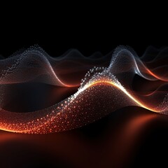 Wall Mural - abstract digital wave with particles on dark background.generative ai