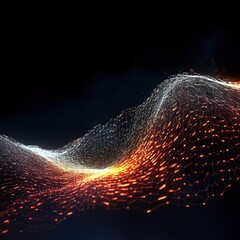 Wall Mural - abstract digital wave with particles on dark background.generative ai