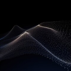 Wall Mural - abstract digital wave with particles on dark background.generative ai