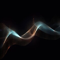 Wall Mural - abstract digital wave with particles on dark background.generative ai