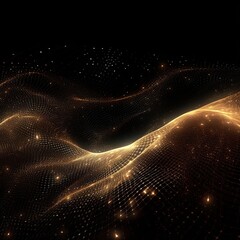 Wall Mural - abstract digital wave with particles on dark background.generative ai