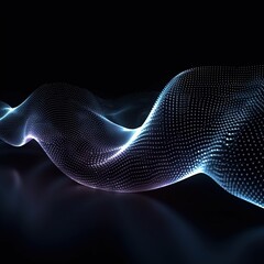 Wall Mural - abstract digital wave with particles on dark background.generative ai
