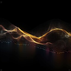 Wall Mural - abstract digital wave with particles on dark background.generative ai