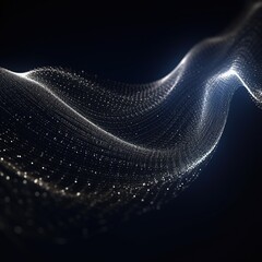Wall Mural - abstract digital wave with particles on dark background.generative ai