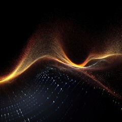 Wall Mural - abstract digital wave with particles on dark background.generative ai