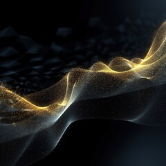 Wall Mural - abstract digital wave with particles on dark background.generative ai