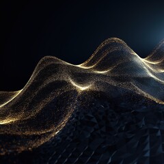 Wall Mural - abstract digital wave with particles on dark background.generative ai
