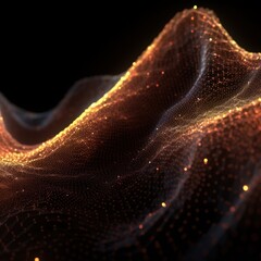 Wall Mural - abstract digital wave with particles on dark background.generative ai