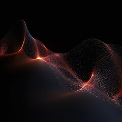 Wall Mural - abstract digital wave with particles on dark background.generative ai