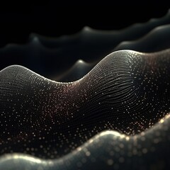 Wall Mural - abstract digital wave with particles on dark background.generative ai