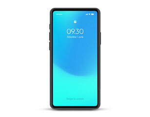Aufkleber - 3D realistic high quality smartphone mockup with isolated background. Smart phone mockup collection. Device front view. 3D mobile phone with shadow on white background.