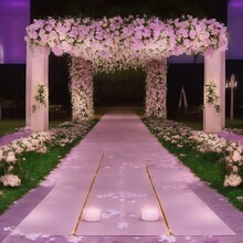 Photo Of A Romantic Wedding Ceremony With Elegant Flowers And Glowing Candles