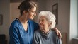 © Yeti Studio - Caregiver assisting senior woman at home