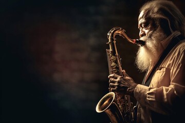 Saxophone player Saxophonist playing jazz music instrument Jazz musician playing sax alto Generative AI