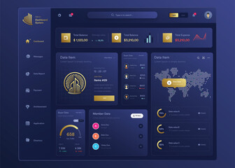 Wall Mural - infographic nft dashboard. ui design with graphs, charts and diagrams. web interface template for bu